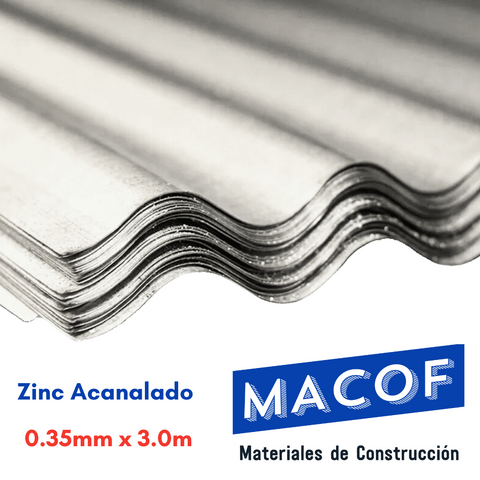 Zinc Acanalado 0.35mm x 3.0m